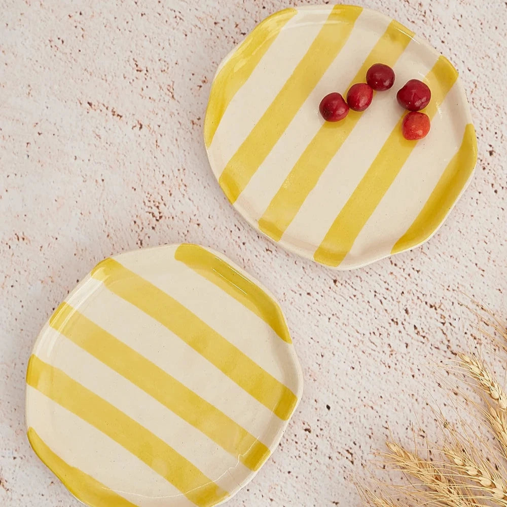 Yellow Stripe Cookie Plate | Ceramic