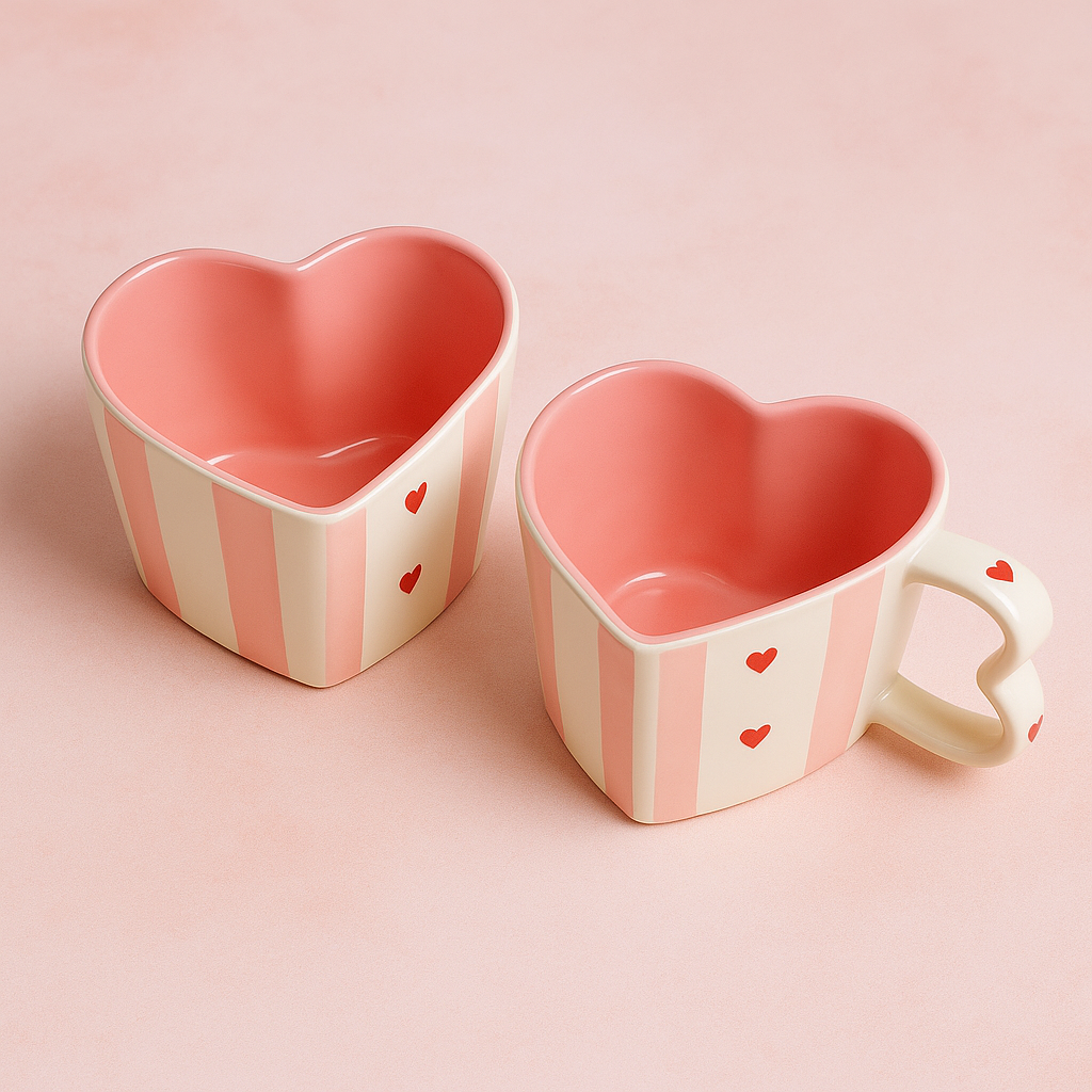 Pink Heart Shaped Cup (set of 1)| Pinterest Inspired Design