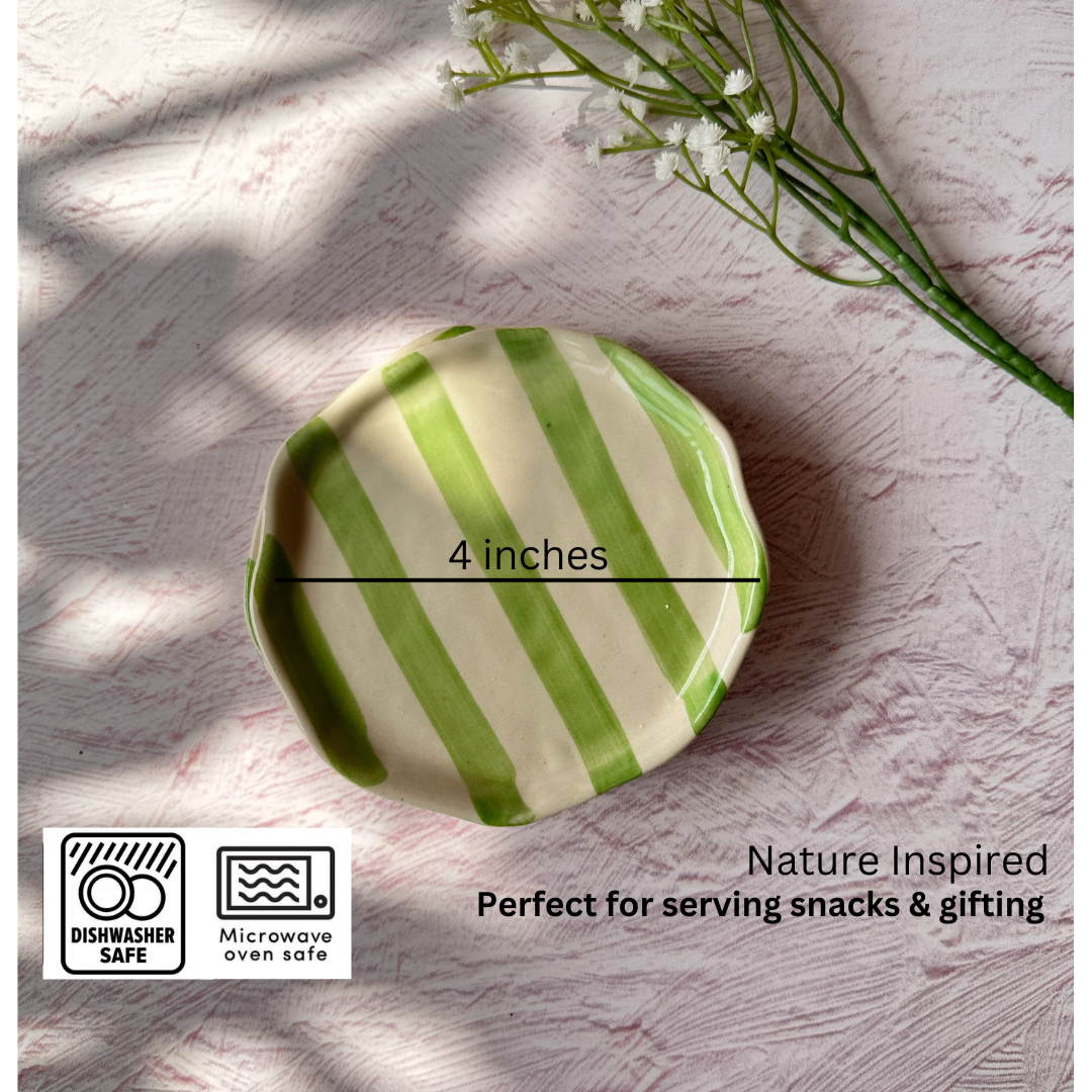 Green Stripe Cookie Plate | Ceramic