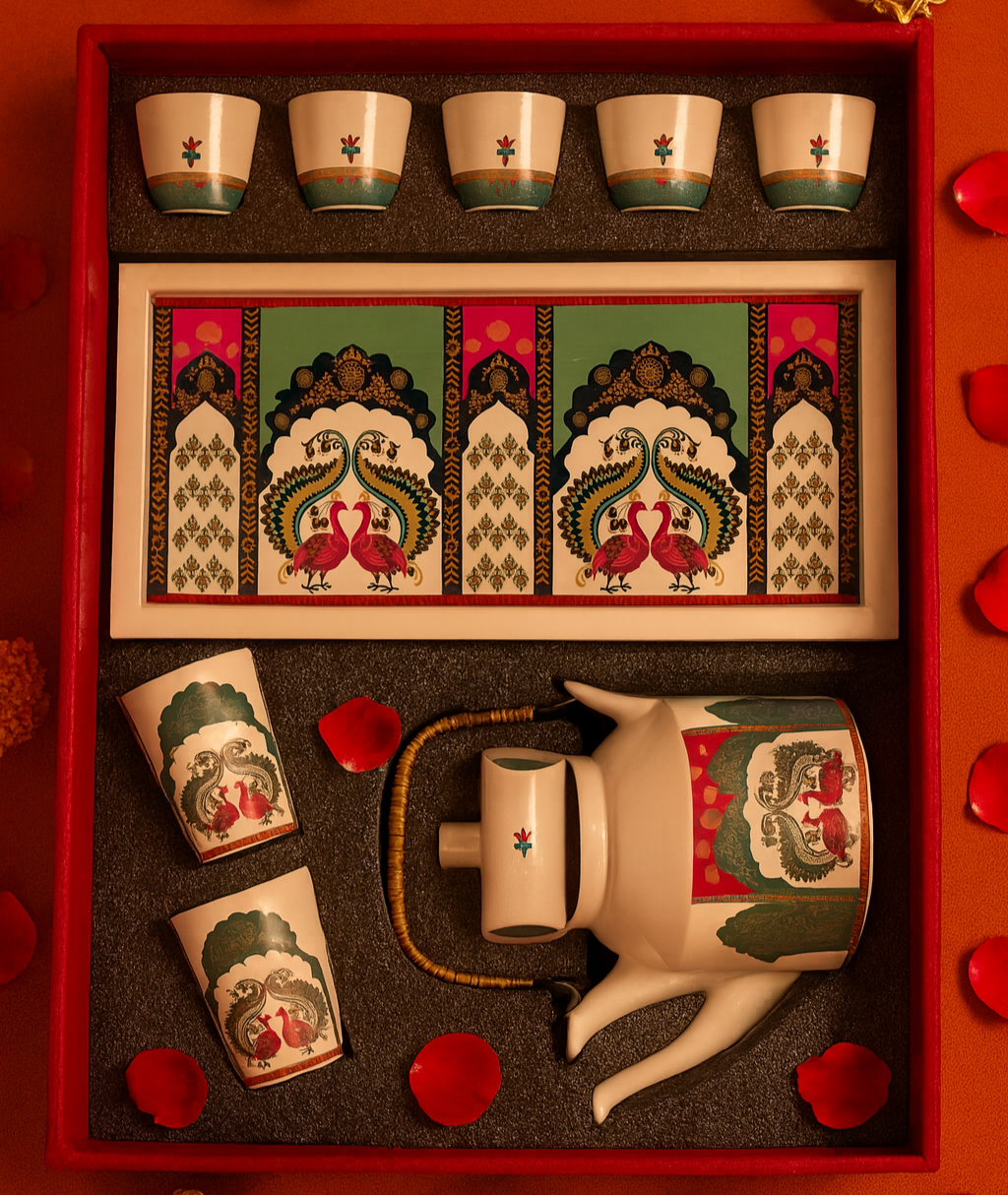 Peacock Tea Set Set of cups, tray and kettle) Pinterest