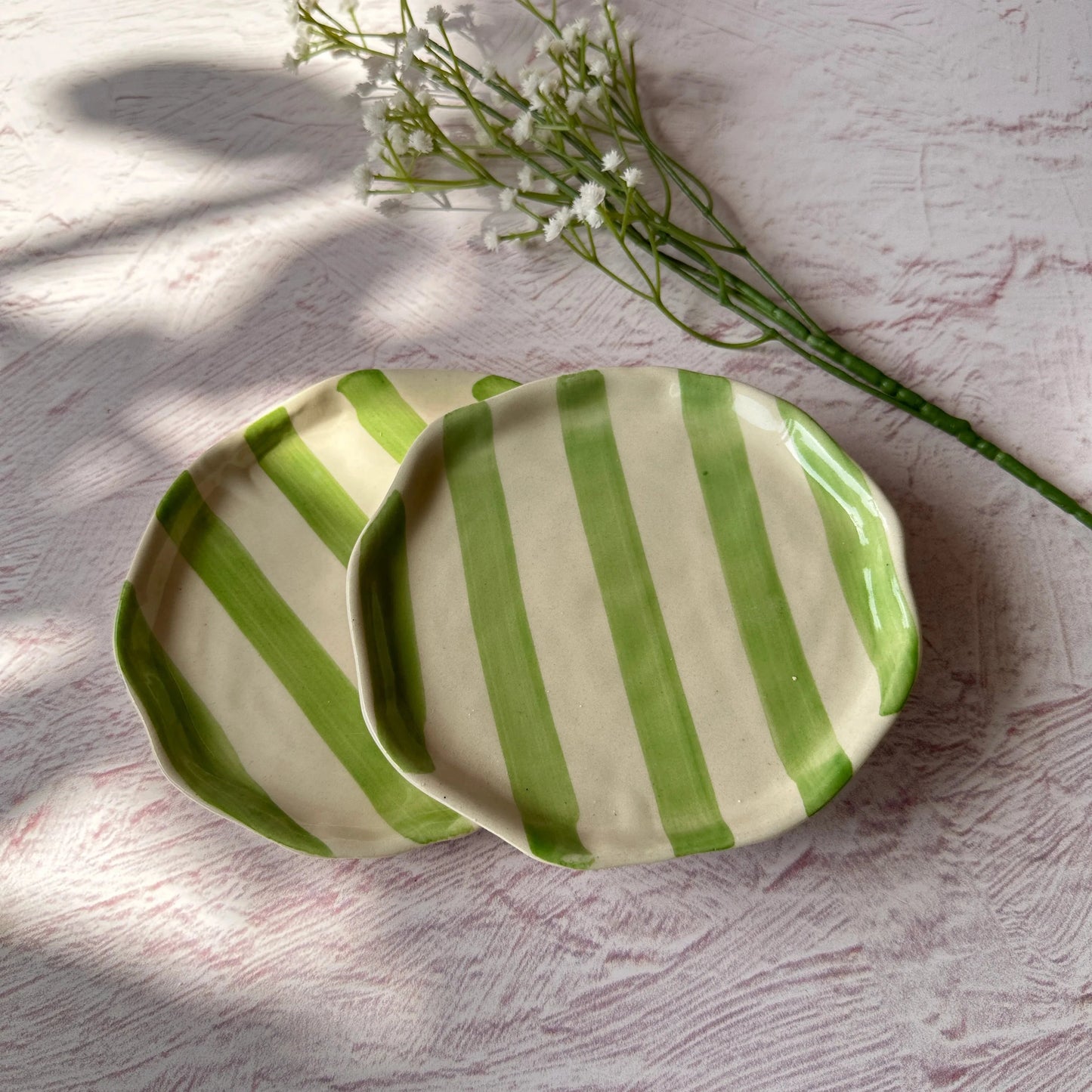 Green Stripe Cookie Plate | Ceramic