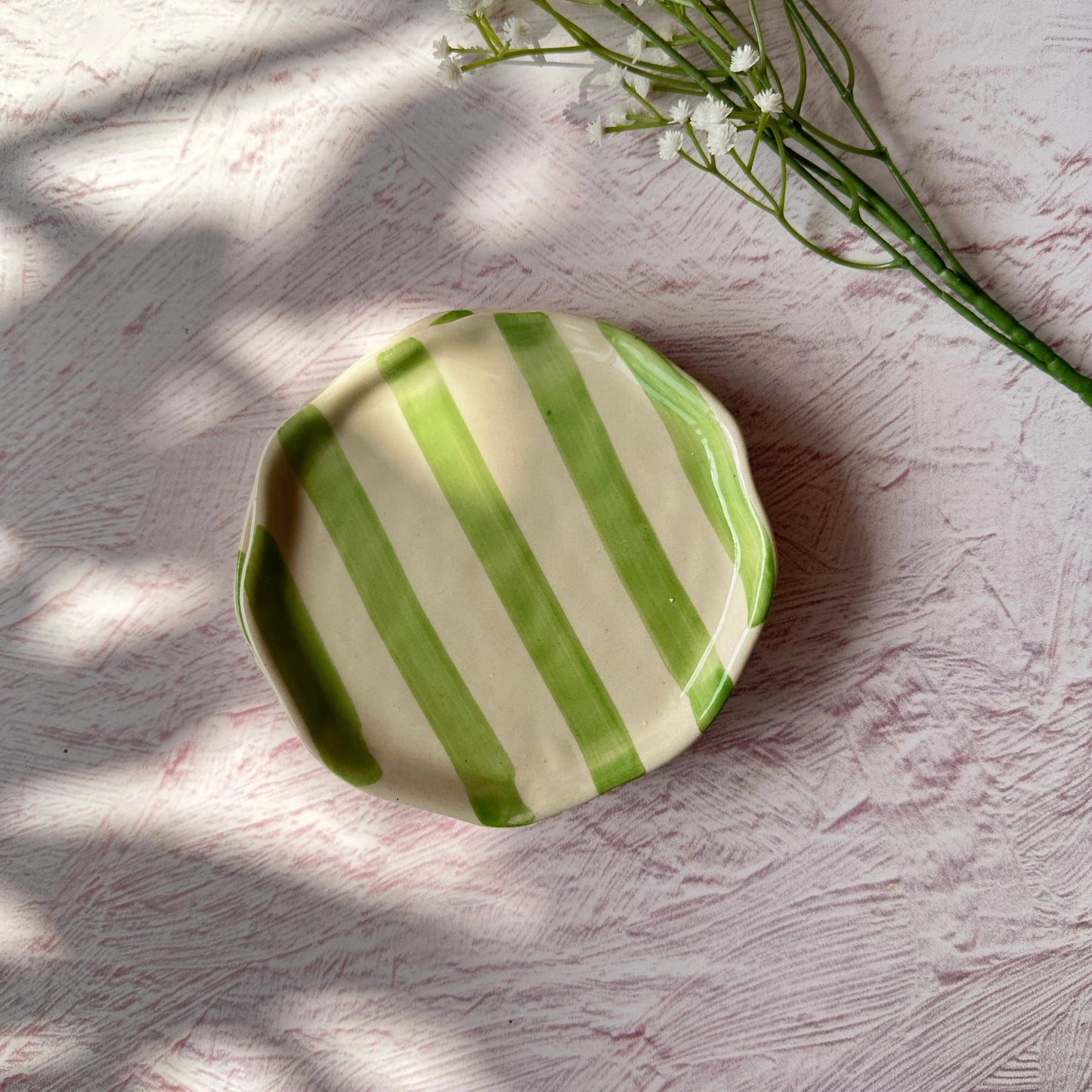 Green Stripe Cookie Plate | Ceramic