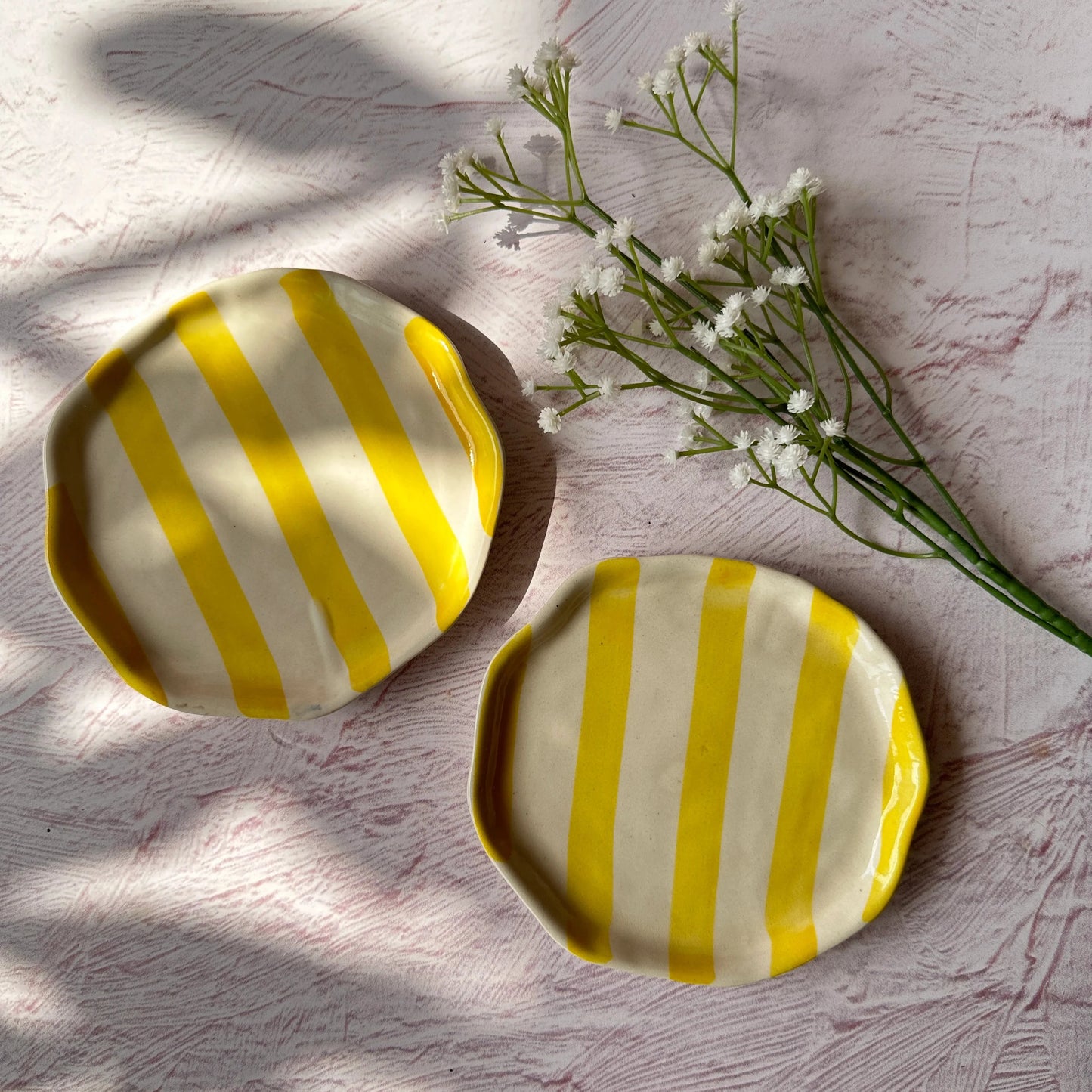 Yellow Stripe Cookie Plate | Ceramic
