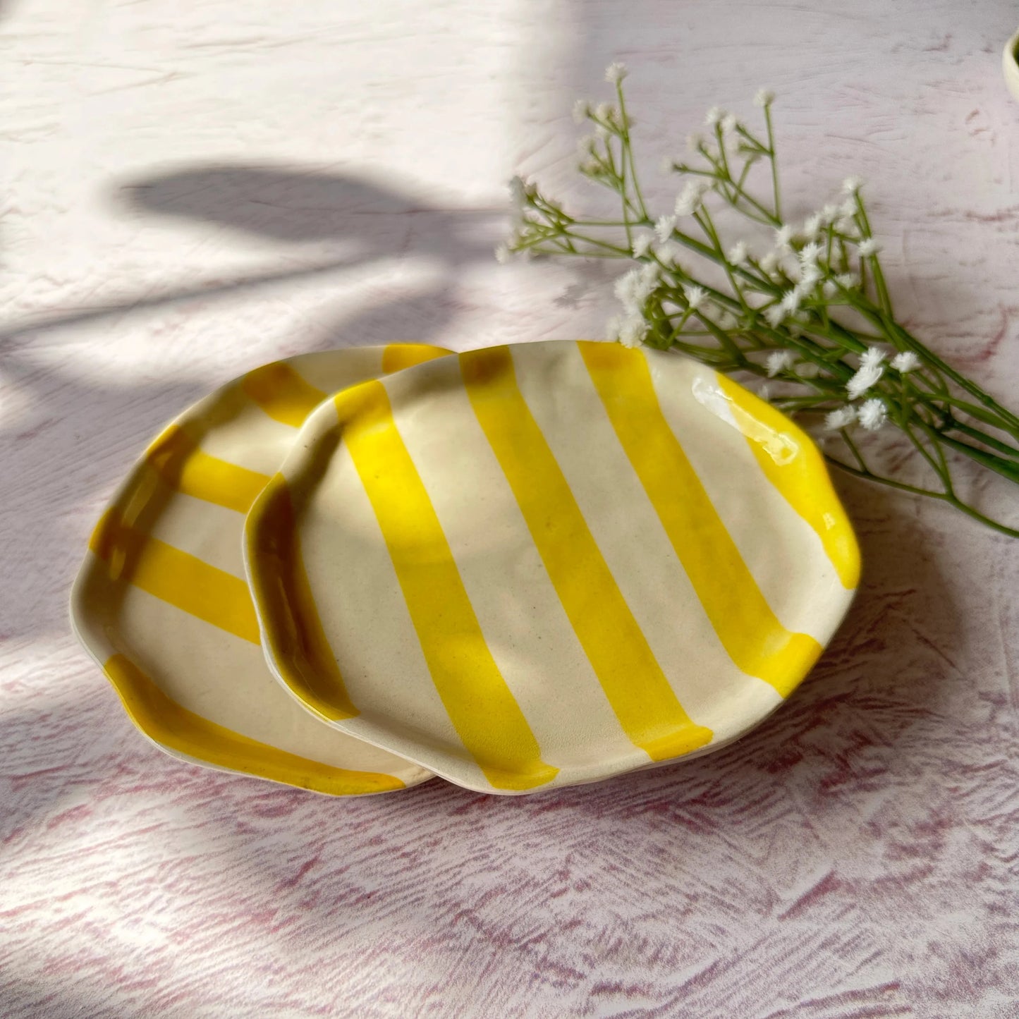 Yellow Stripe Cookie Plate | Ceramic