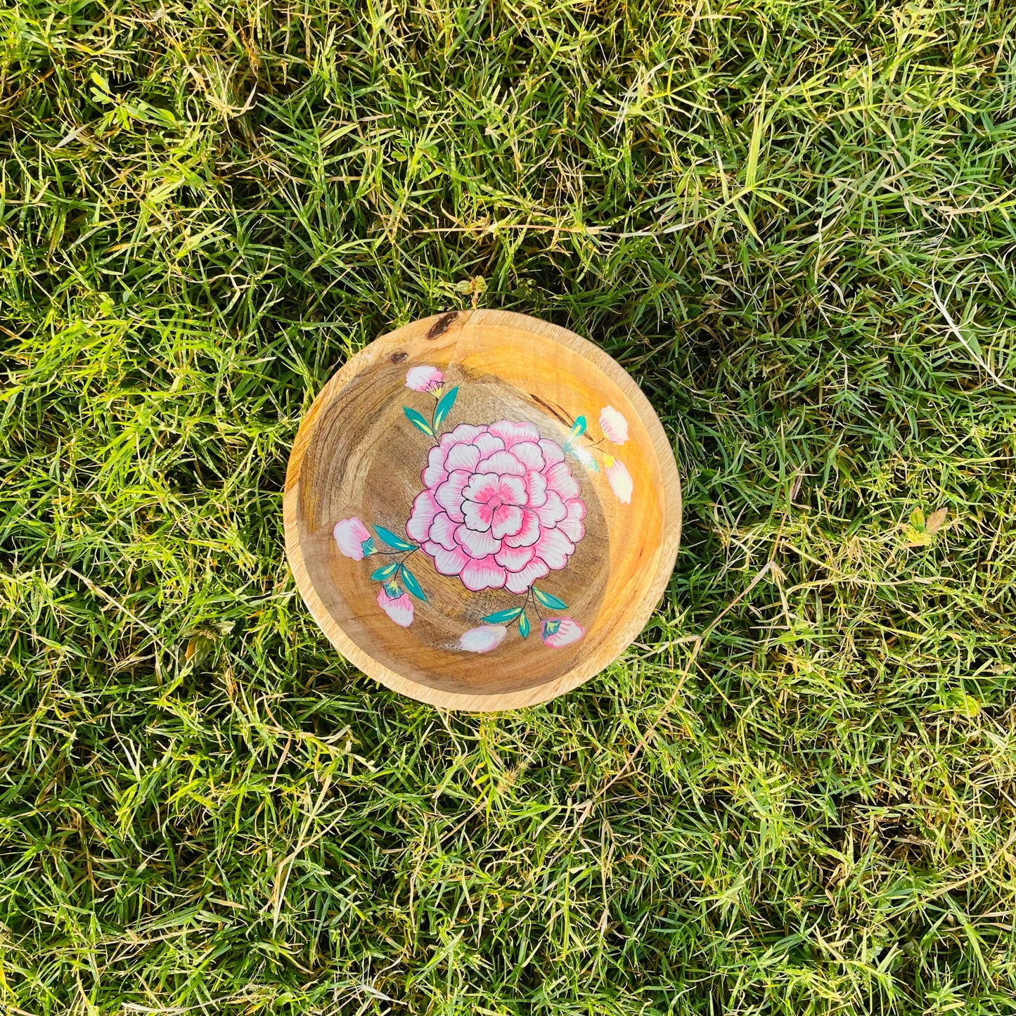 HAND-PAINTED PINK FLOWER BOWL