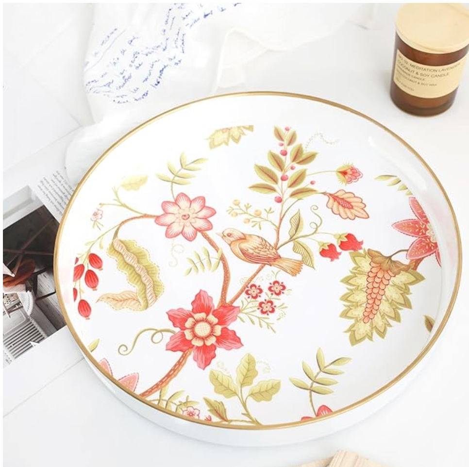 FLORAL ROUND MUTI-USE TRAY