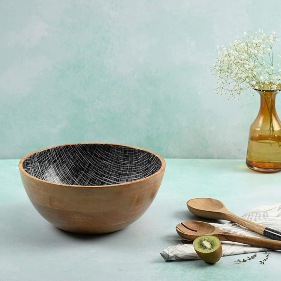 DARK BLUE SALAD BOWL (SET OF 1 BOWL & MIXING SPOONS)