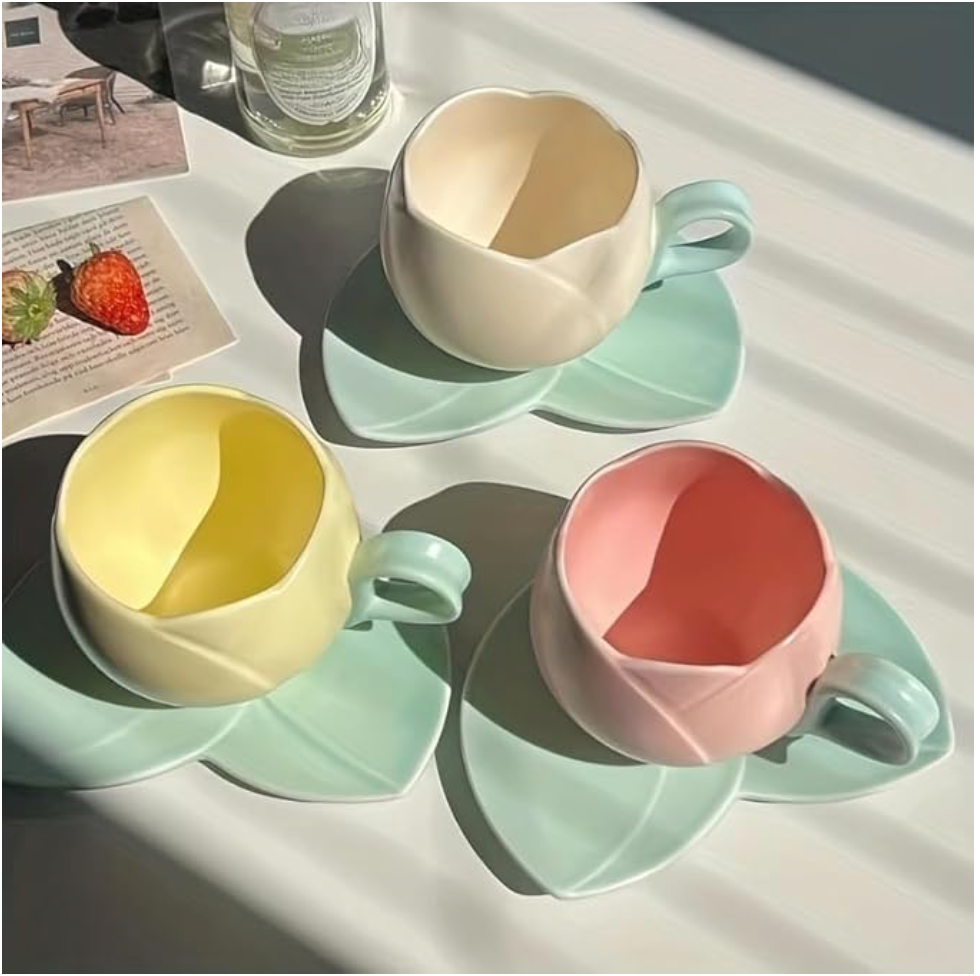 Flower Petal Cup and Saucer Set | Nature Inspired Design