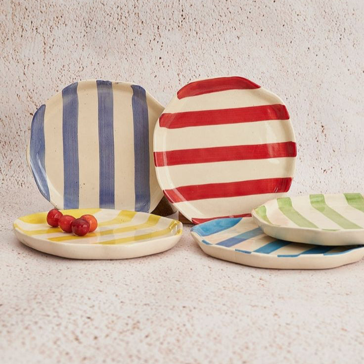 Green Stripe Cookie Plate | Ceramic