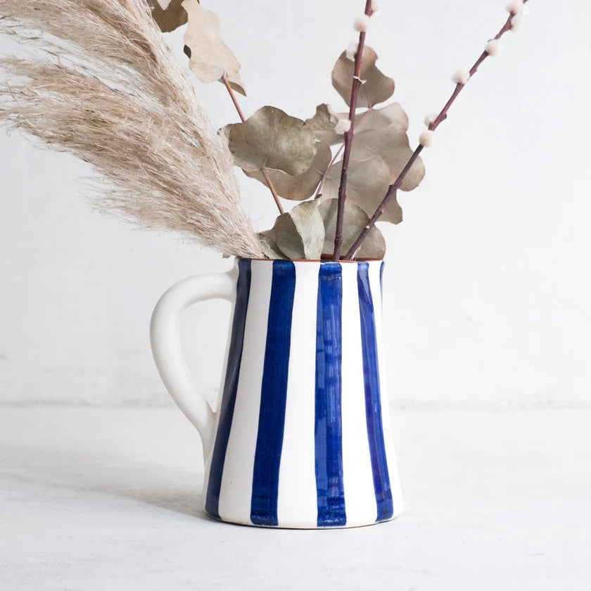 Blue Stripe Water Jug | Ceramic