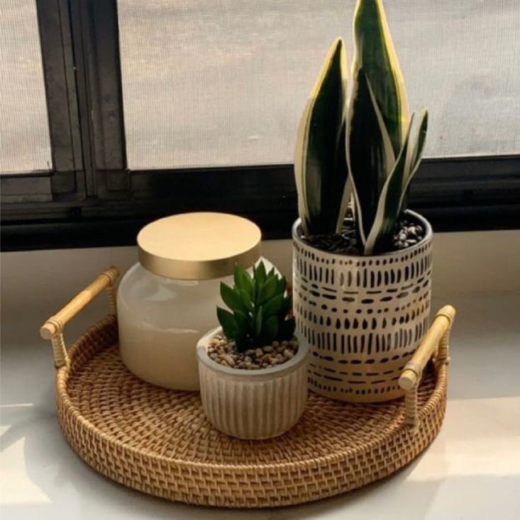 RATTAN SUN TRAY( SET OF 1)