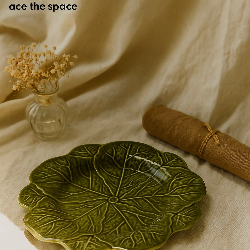 Olive Green Floral Snack Plate(set of 2)