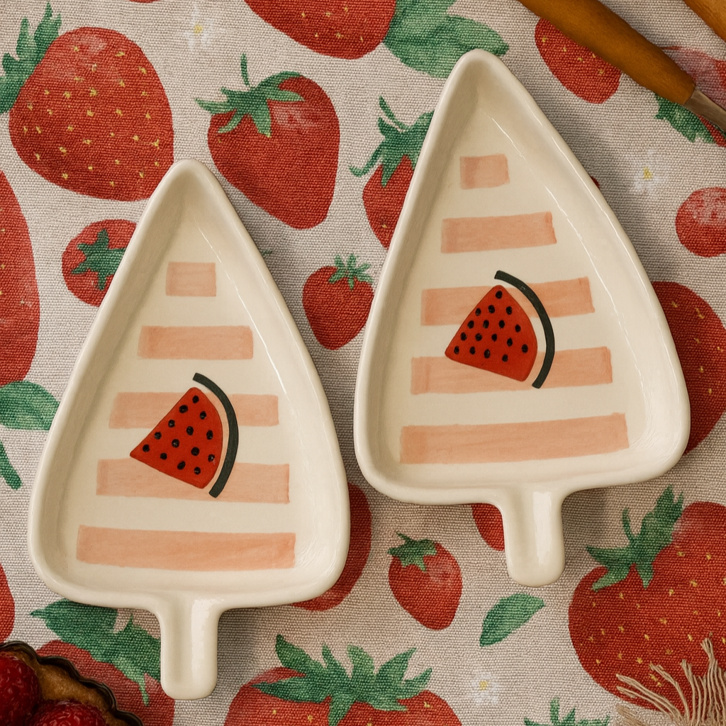 Water-melon Leaf Snack Bowls (Set of 2) | Ceramic