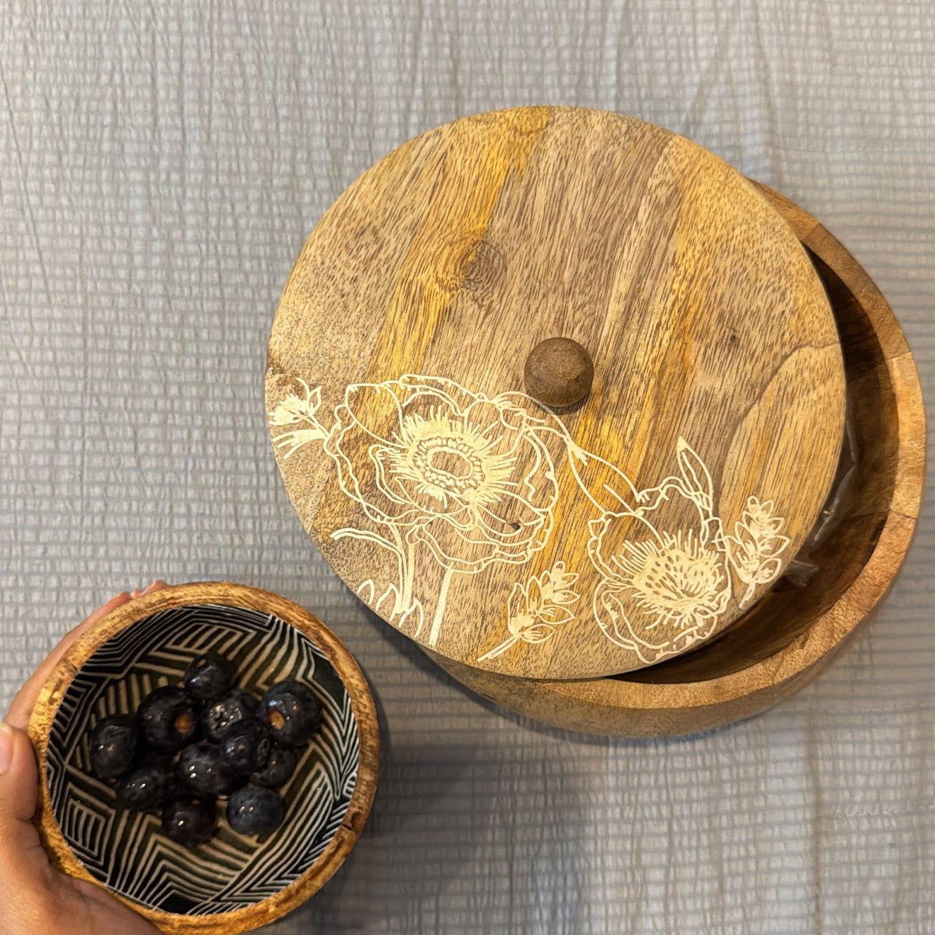 Wooden Etched Roti /Cookie Box