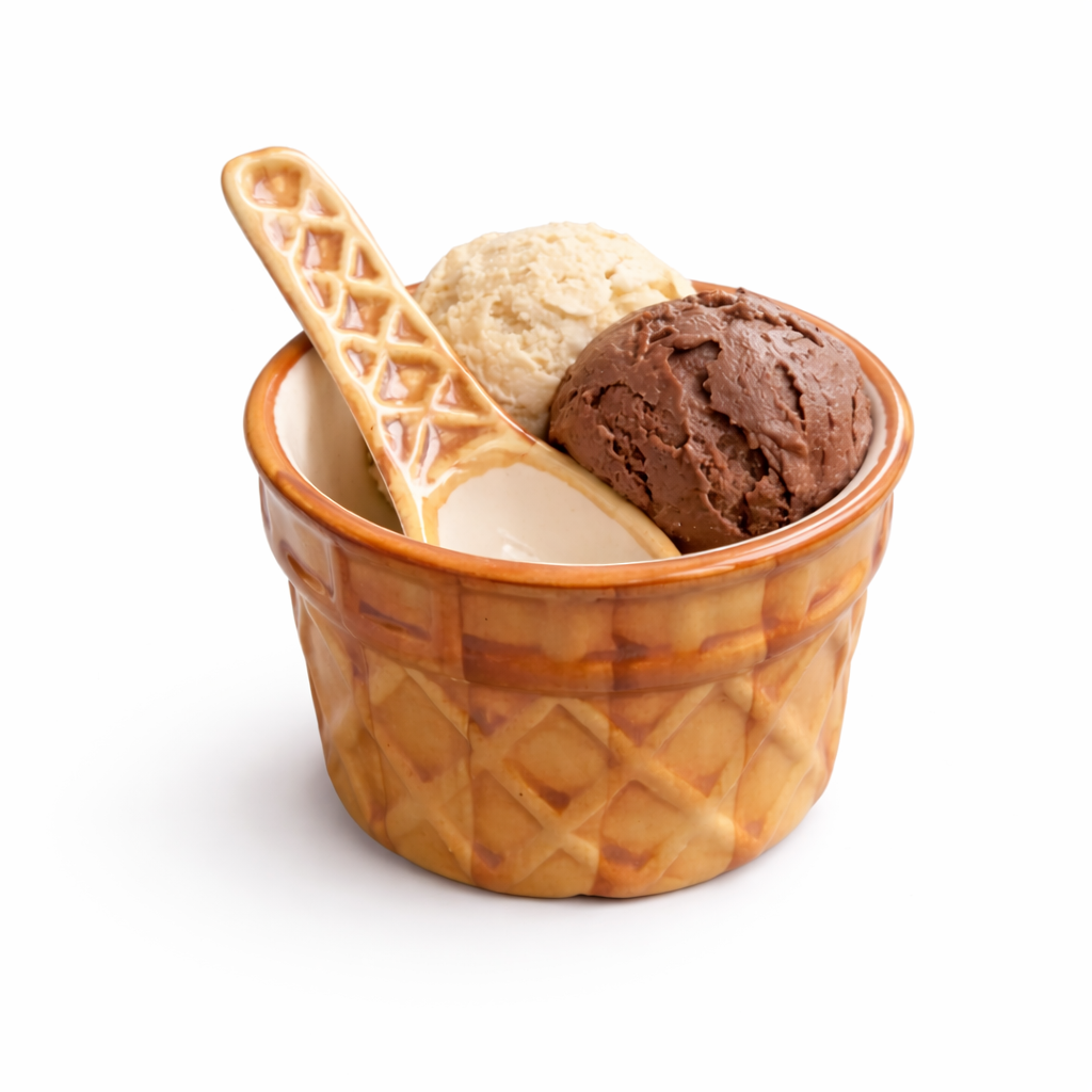 CERAMIC ICE CREAM BOWL AND SPOON SET