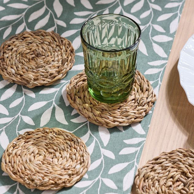 RATTAN TEA COASTERS (SET OF 6 WITH STAND)