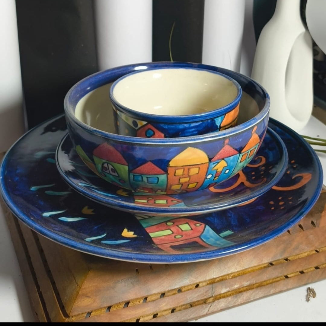 Printed Ceramic Plate Sets (Set of 4) | Ceramic
