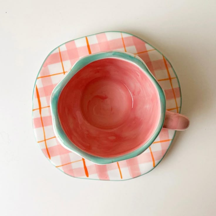 Pink Chequered Cup ( Set of Cup and Saucer) | Pinterest Inspired Design