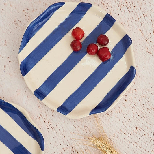 Blue Stripe Cookie Plate | Ceramic
