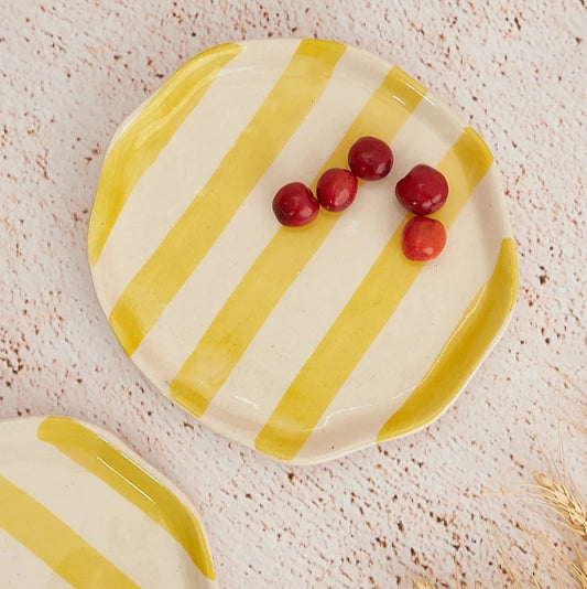 Yellow Stripe Cookie Plate | Ceramic