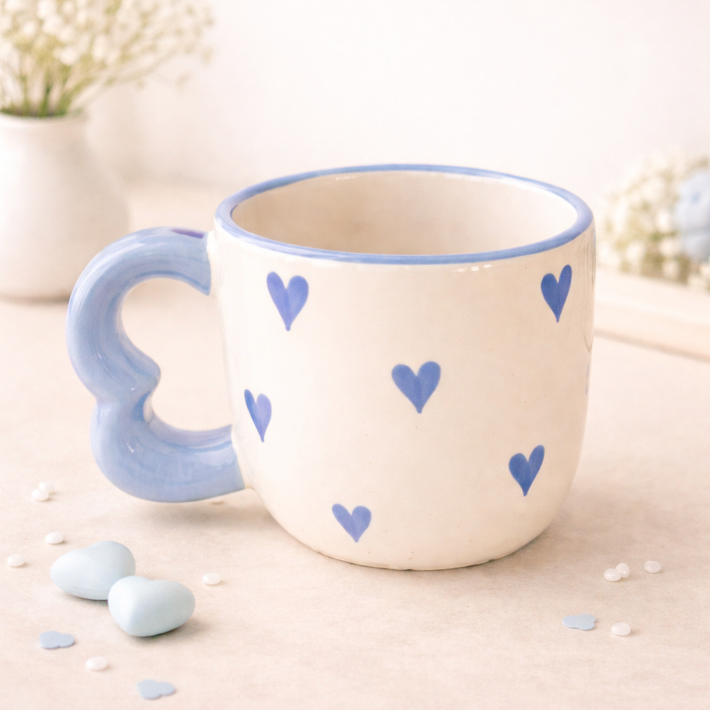 BLUE HEART HANDLE CUP (Set of 1) | Pinterest Inspired Design