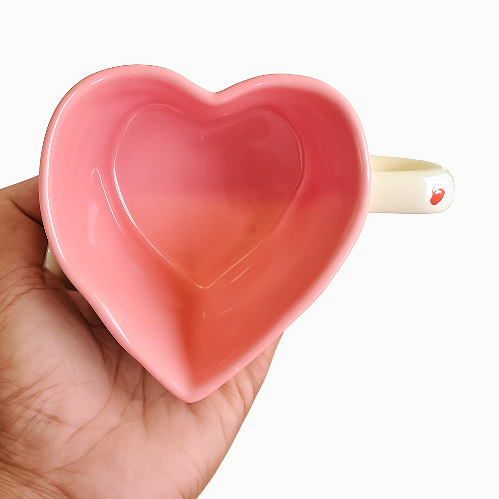 Pink Heart Shaped Cup (set of 1)| Pinterest Inspired Design