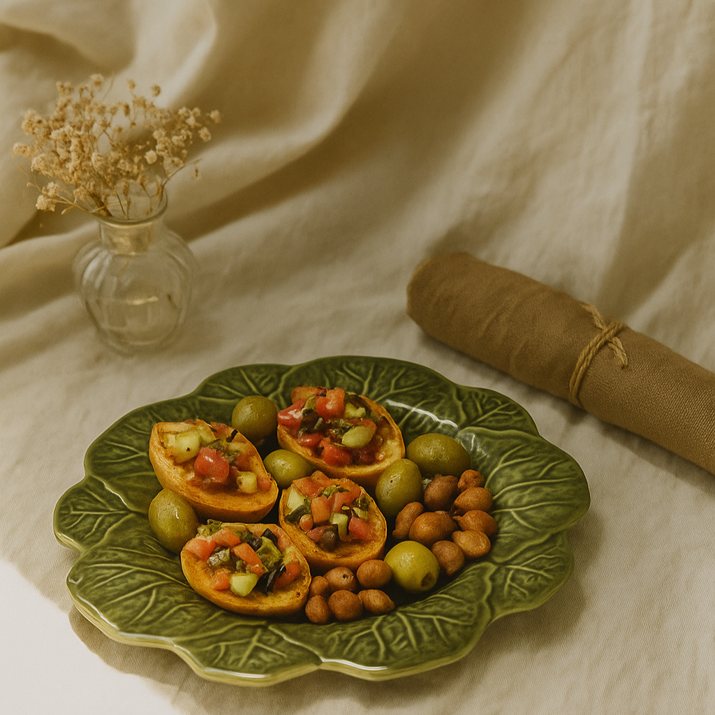 Olive Green Floral Snack Plate(set of 2)