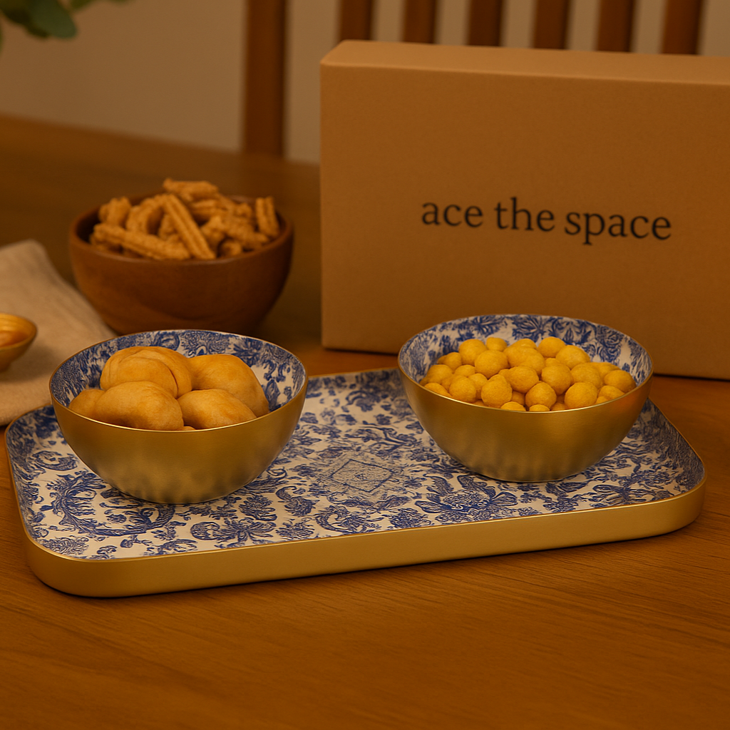 Oriental Metal Set (SET OF 2 Trays)