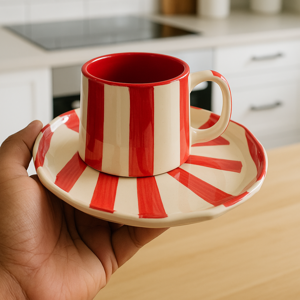 Stripe Cup and saucer set (set of 2)| Pinterest Inspired Design
