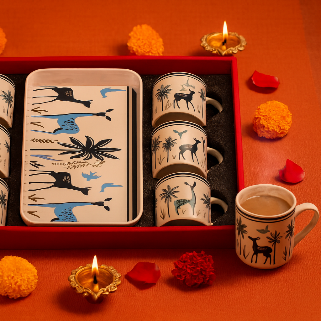 Deer Tea Set ( Set of 6 cups and 1 tray) | Pinterest Inspired Design