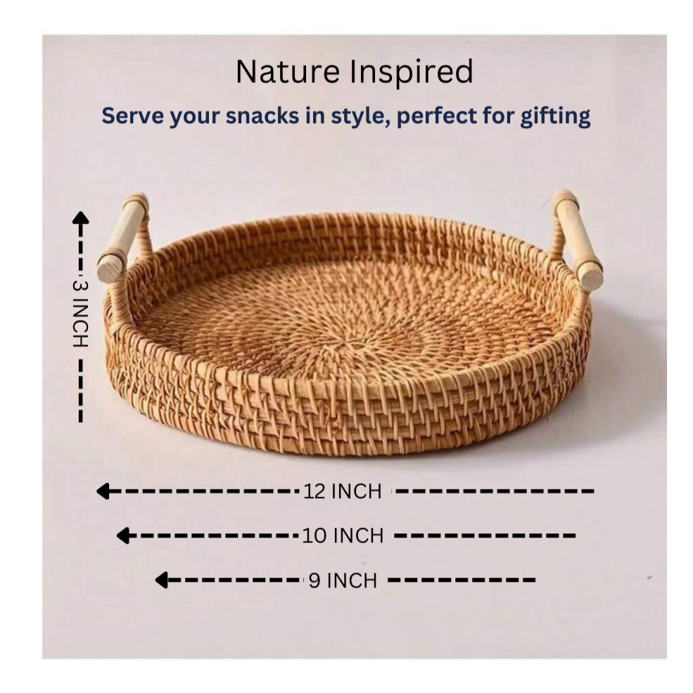 RATTAN SUN TRAY( SET OF 1)