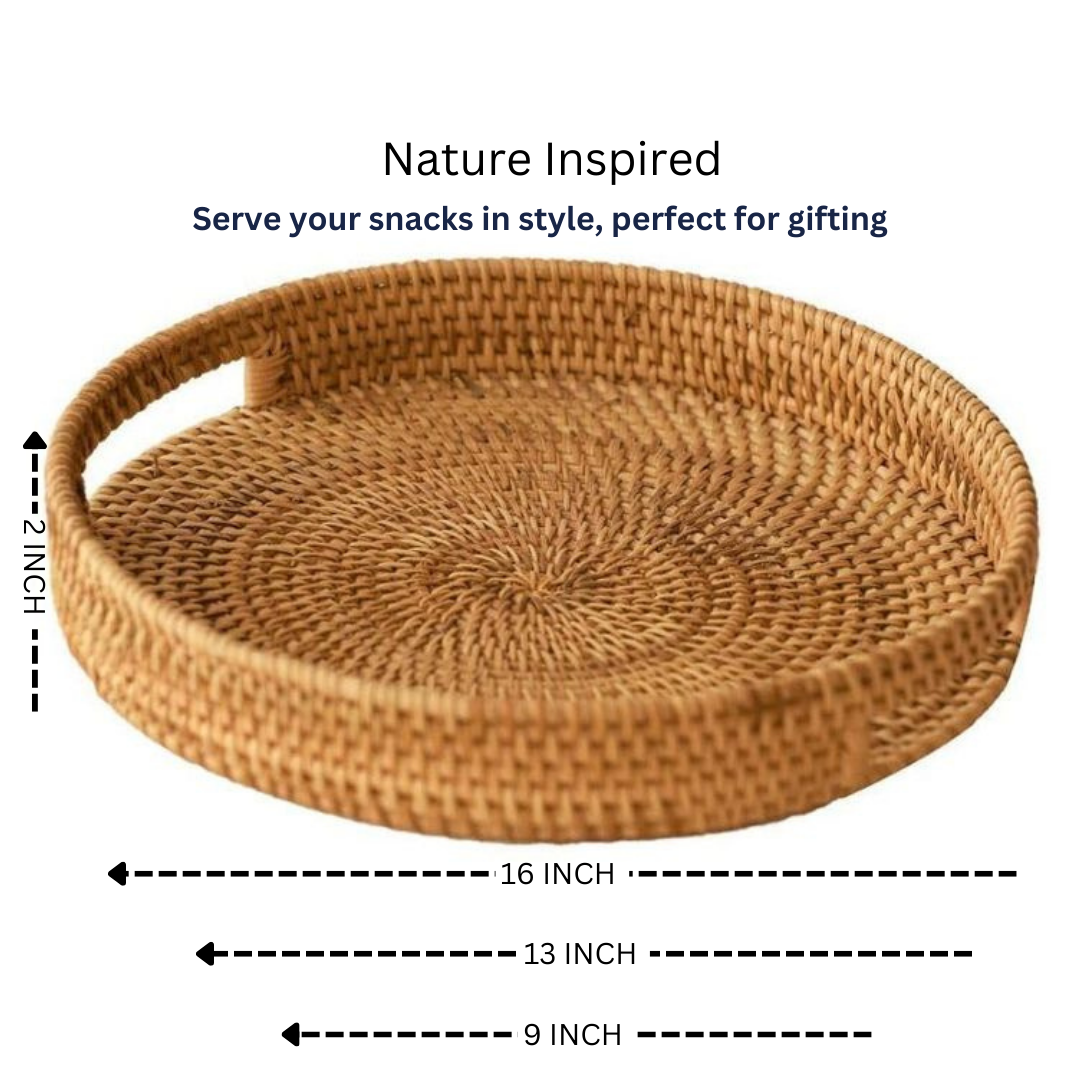RATTAN ROUND TRAY ( SET OF 1)