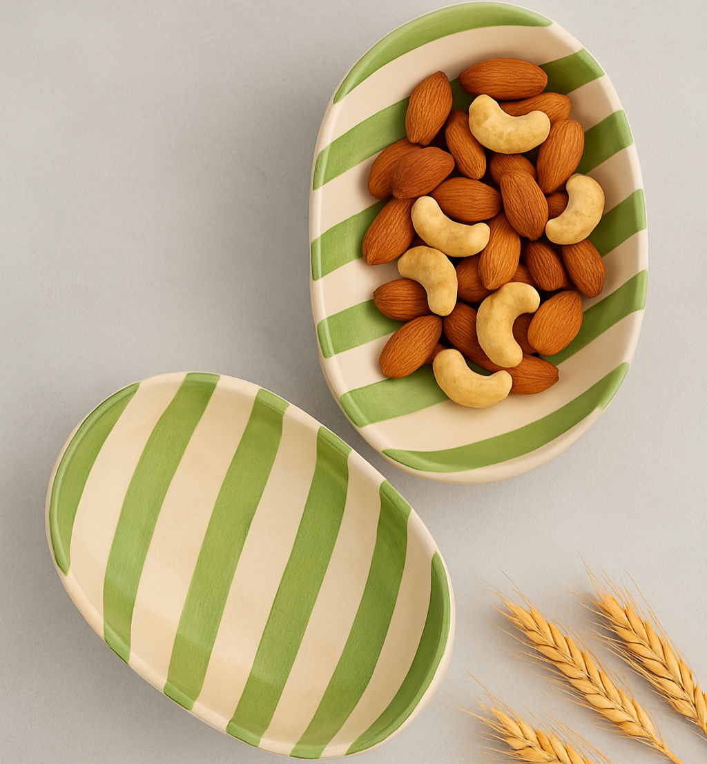 STRIPES CERAMIC SALAD BOWL (SET OF 1 BOWL)