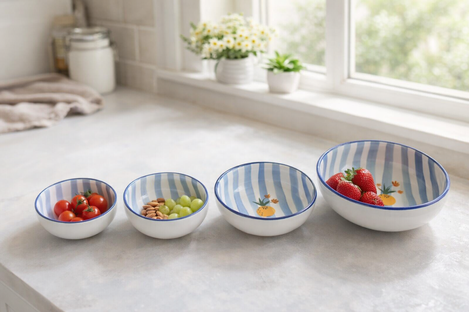 Pineapple Breakfast/Snack Bowls (set of 4)