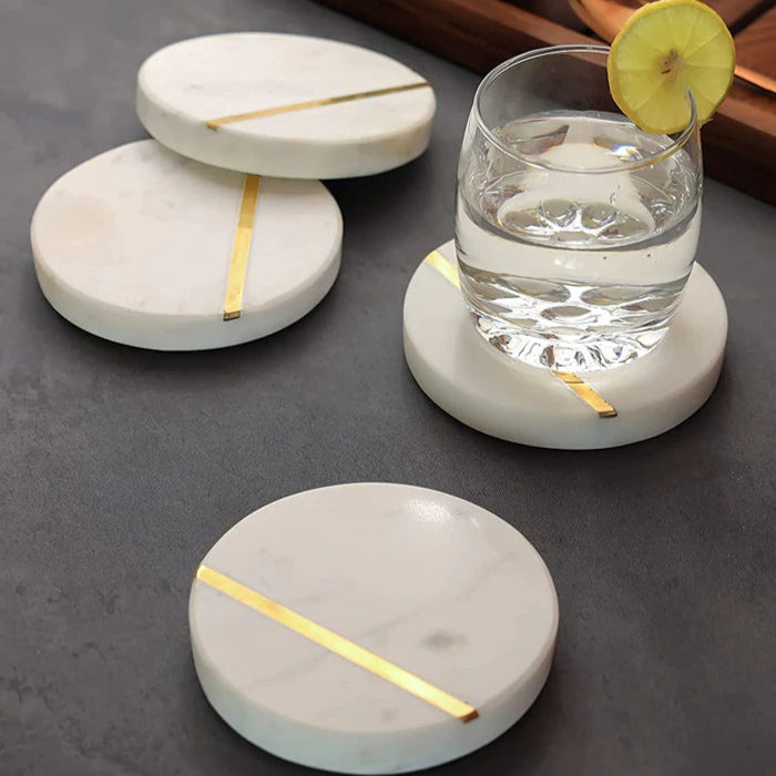 ROUND MARBLE COASTERS (SET OF 4)