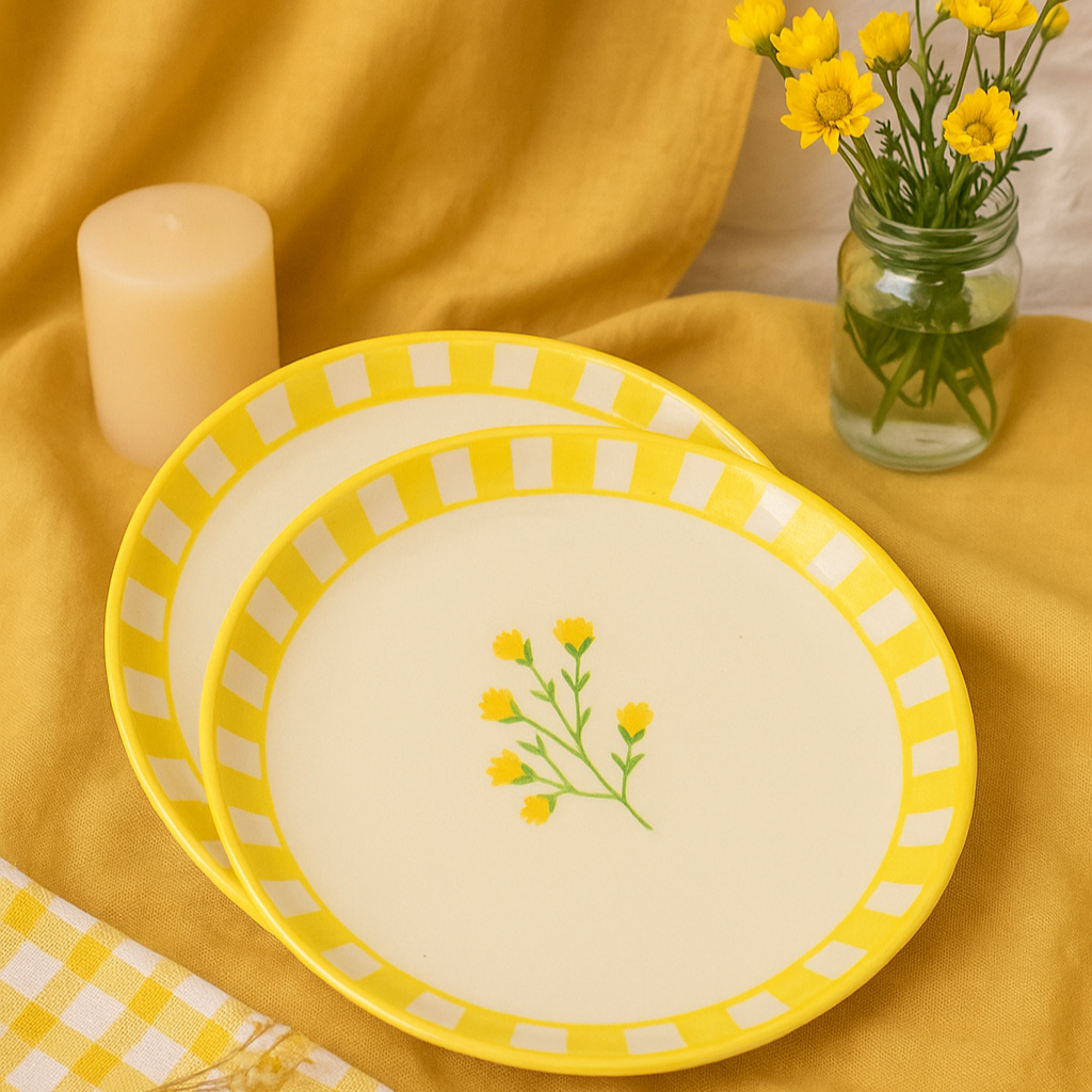 Yellow Blooms Dessert Plate(set of 2)