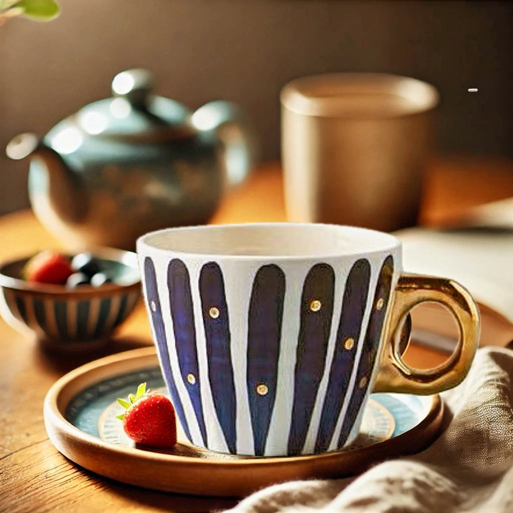Blue and White Stripes Coffee Mug