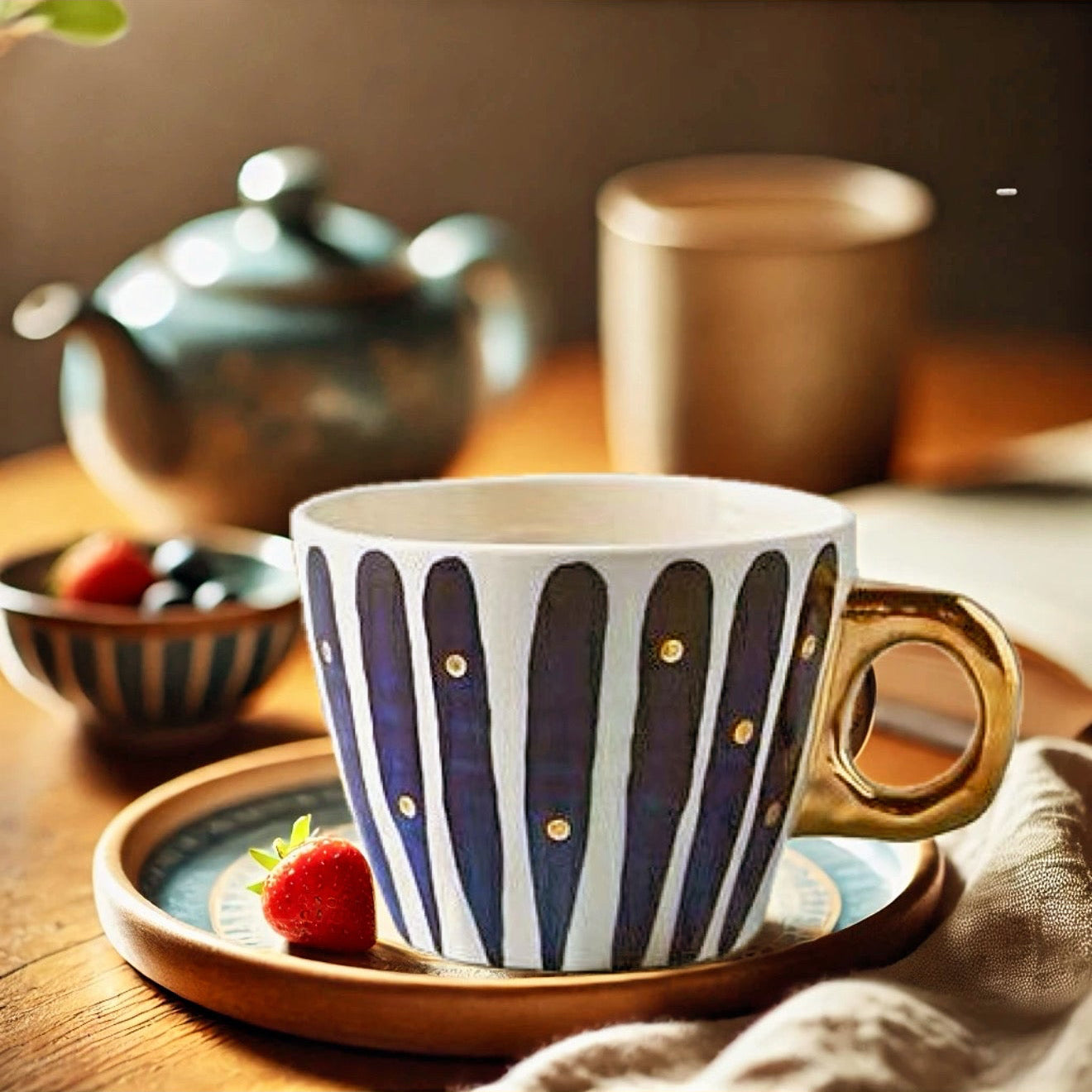 Blue and White Stripes Coffee Mug