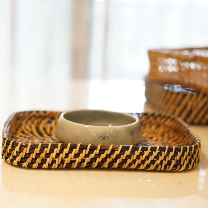 RATTAN DARK TRAY SETS (SET OF 3)