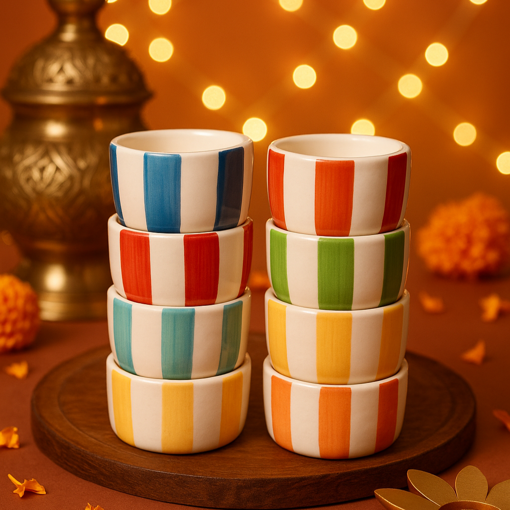 Ceramic Multi-color Tea Light Holder (set of 6)