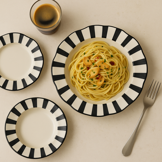 The Stripes Pasta Plate (Set of 2 )| Ceramic