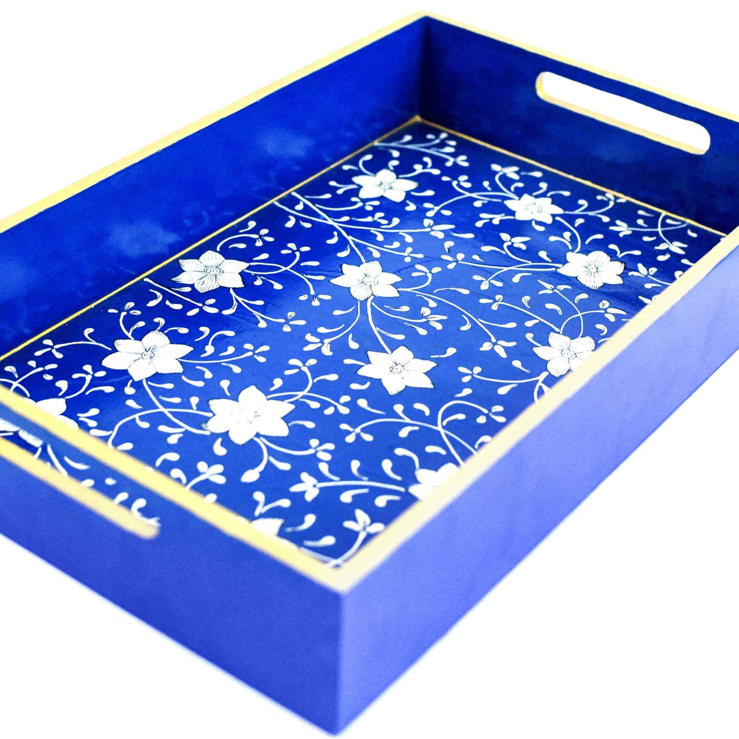 "AZRAQ" HAND-PAINTED SERVING TRAY