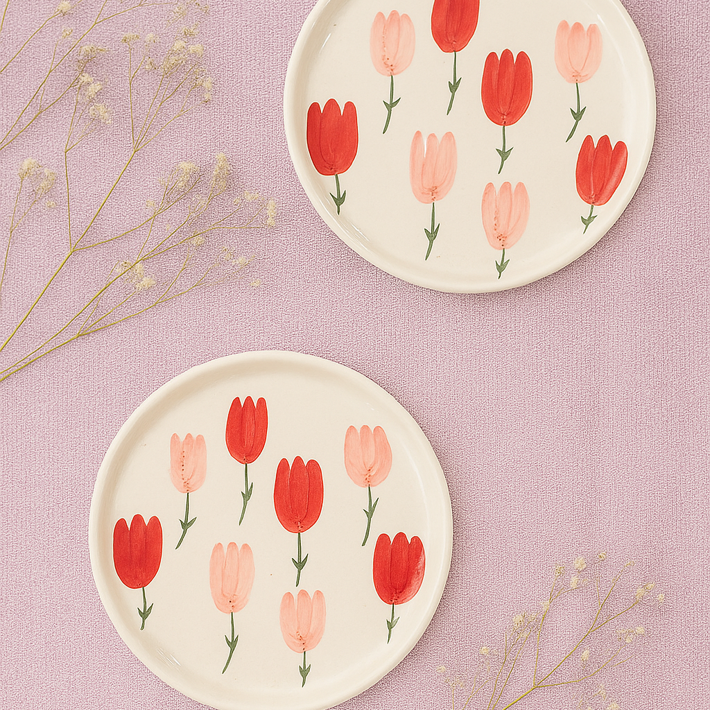 Tulips Snack Plates(set of 2)