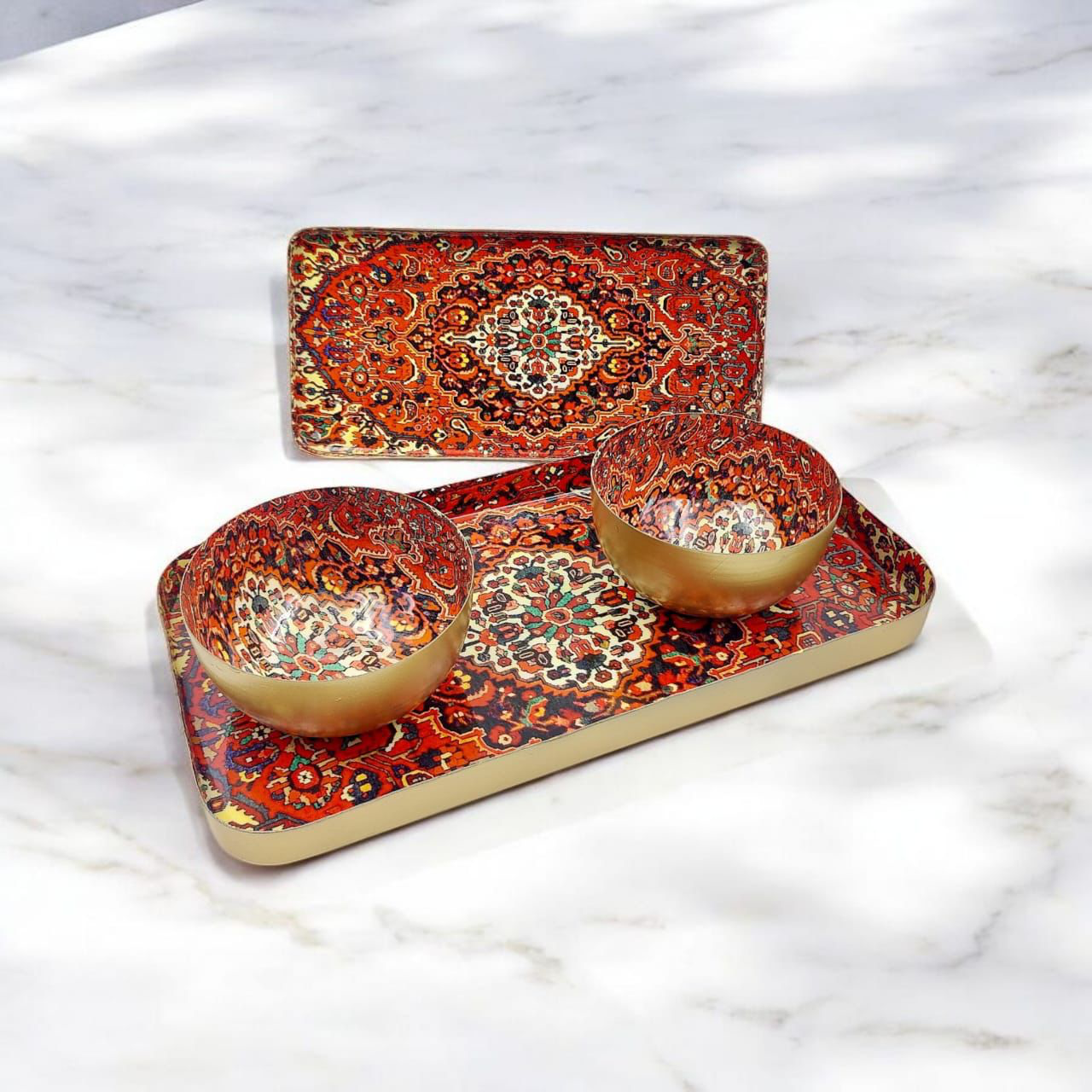 Persian Metal Set (SET OF 2 Trays and 2 bowls)