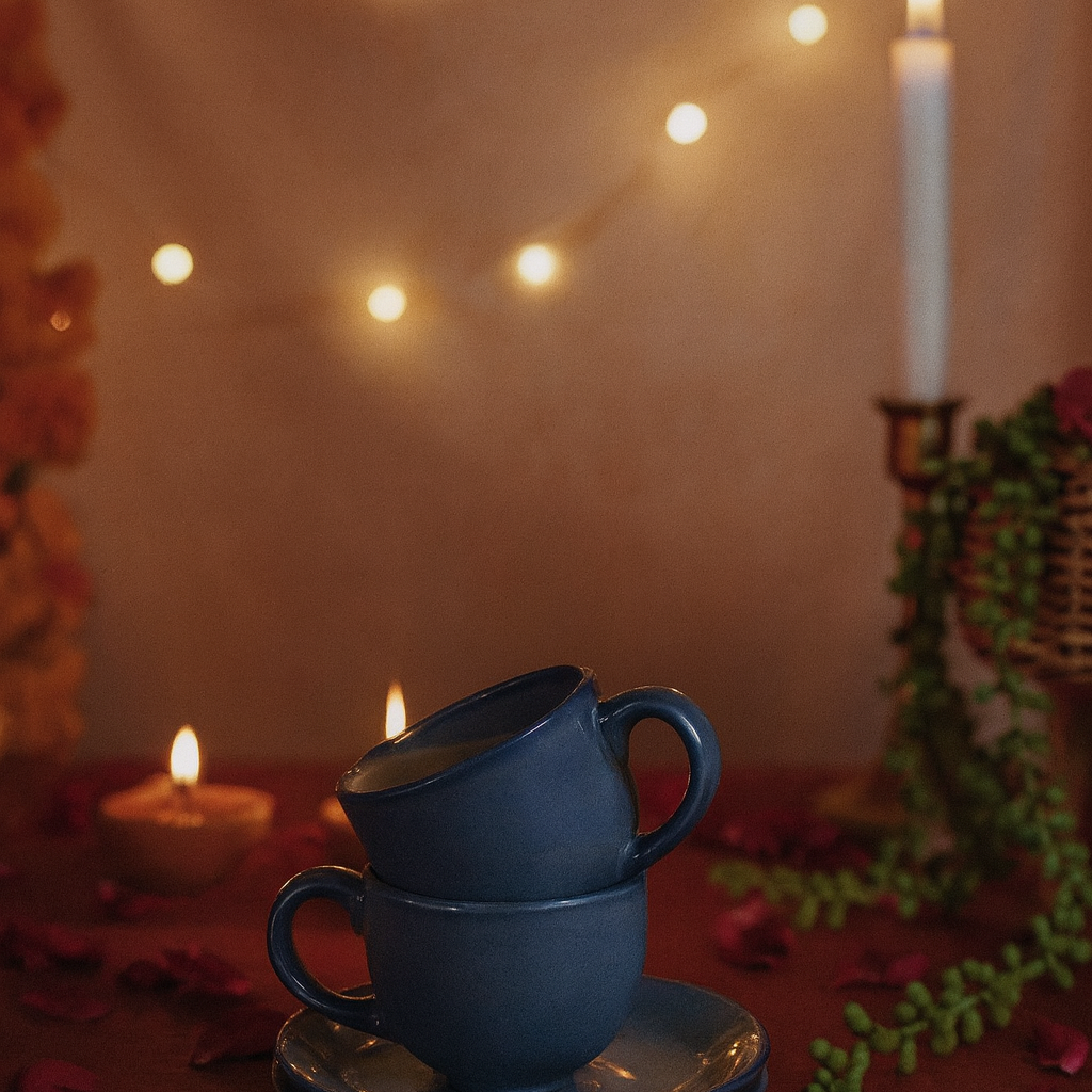 Blue Cup and saucer set (set of 2)| Pinterest Inspired Design