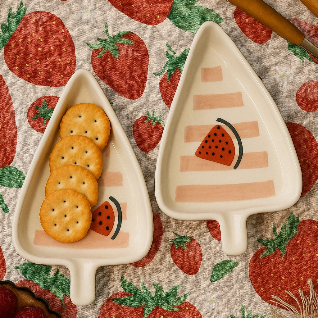 Water-melon Leaf Snack Bowls (Set of 2) | Ceramic