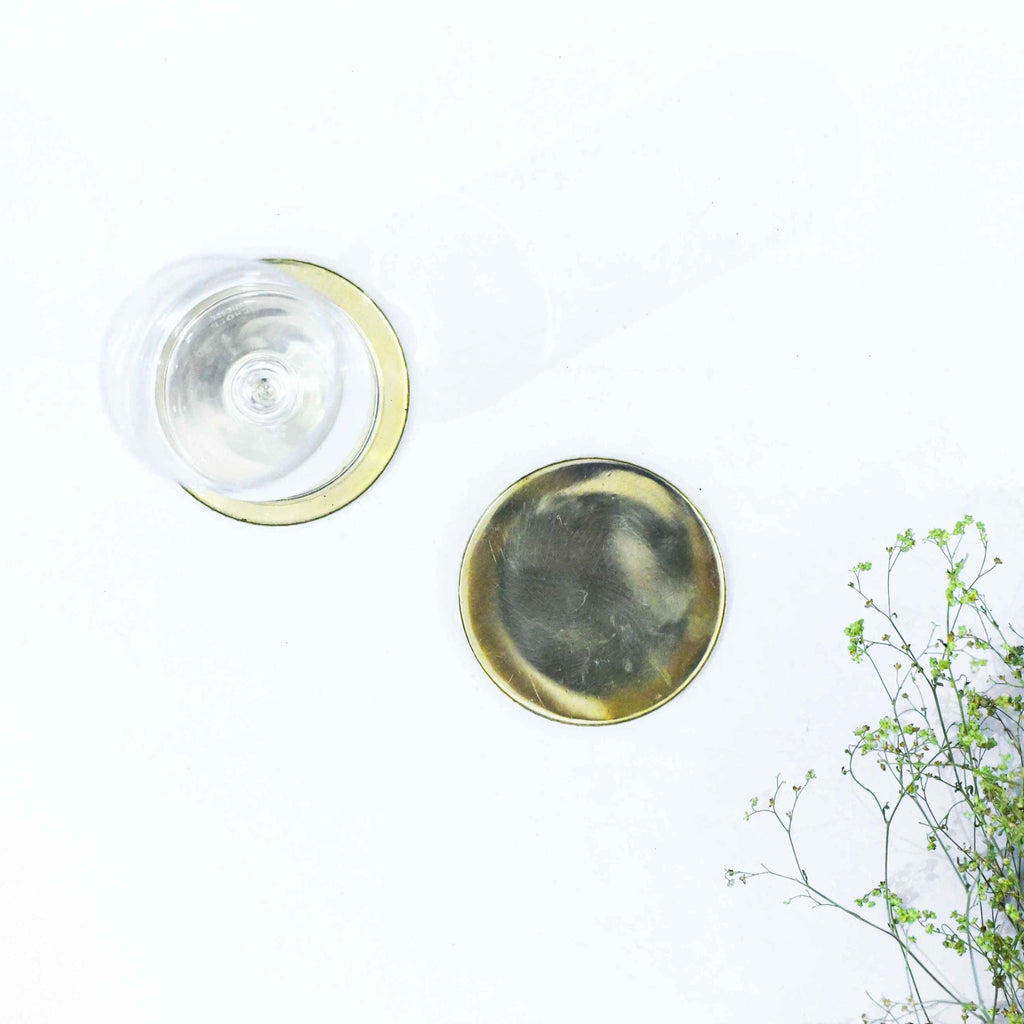 ROUND BRASS COASTERS (SET OF 2)