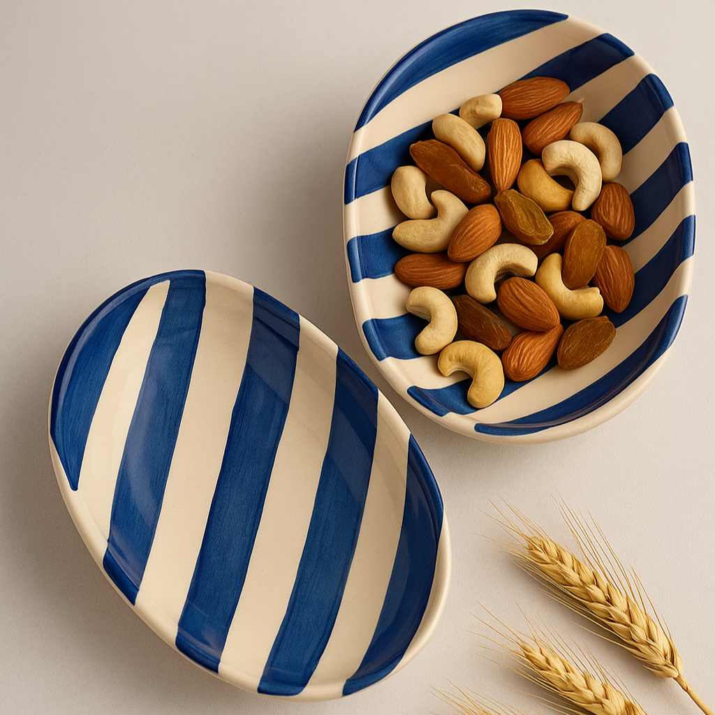 STRIPES CERAMIC SALAD BOWL (SET OF 1 BOWL)