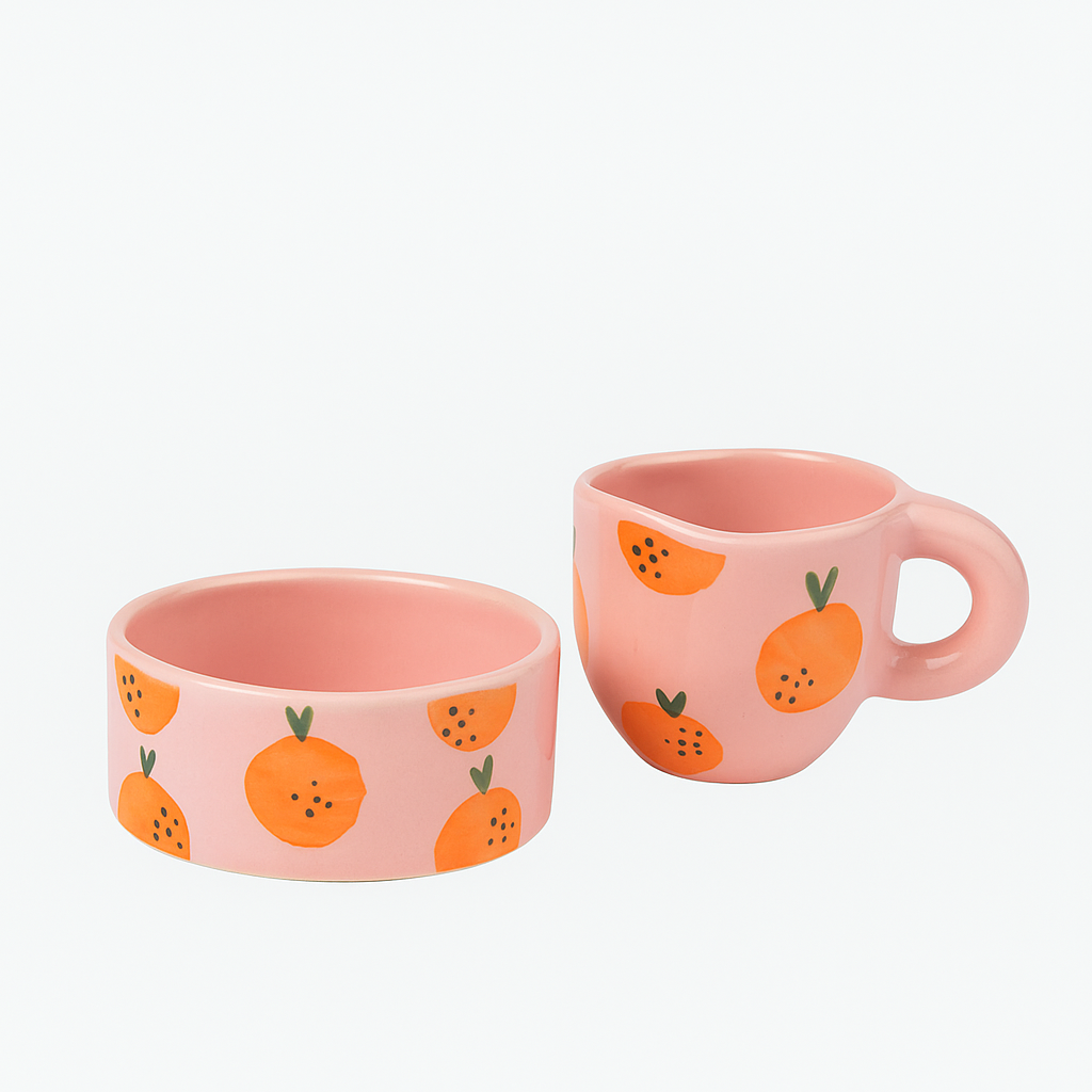 Orange Cup and bowl set (Set of 1 cup and 1 snack bowl) | Pinterest Inspired
