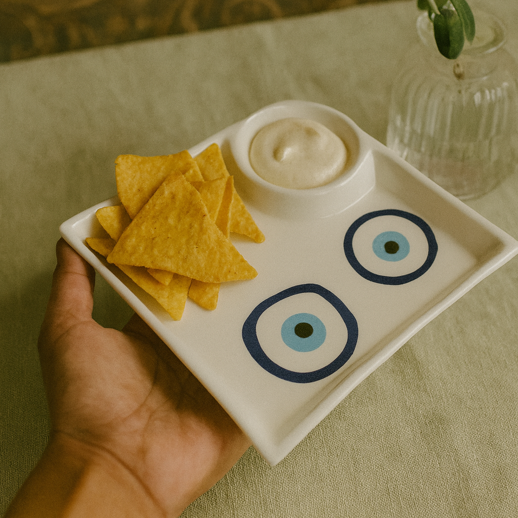 Ceramic Chip And Dip Platter Platter (set of 1)